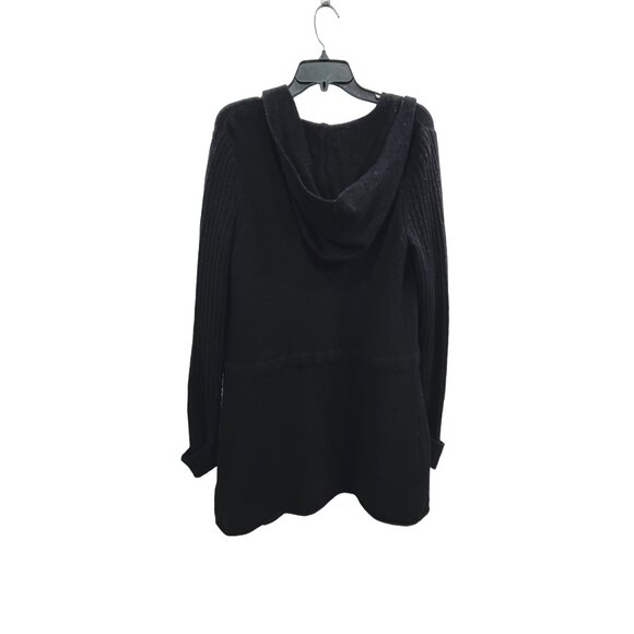 Caslon Black Merino Wool Blend Longline Hooded Cardigan Sweater M - Picture 7 of 9